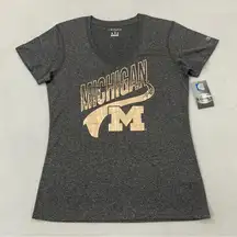 Michigan Wolverines NCAA Football Gray & Gold Champion Athletic Shirt Womens L