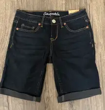 Aeropostale Womens Dark Wash Bermuda Denim Shorts Size 0 9 New With Tags