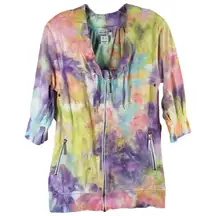 Kensie Medium Jacket‎ Carnival Camouflage Handmade Tie Dye Yellow Purple 243