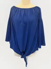 Lucky Me Blouse Size XL Blue Off-the-shoulder Stretchy Knit Top‎ Shirt