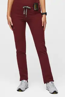 FIGS YOLA Skinny Scrub Pants Women's XXS Burgundy