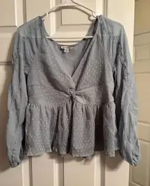 American Eagle Blouse Long Sleeve blue
