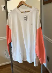 Crown‎ & Ivy Colorblock Sweatshirt XXL White Coral Crewneck