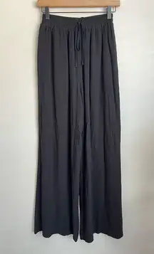 Mittoshop black crinkled gauze wide leg pants elastic waist Rayon lined S