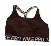 Nike Pro Sports Bra Womens XS Brown Athletic T-Back Support Training Performance