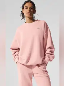ALO Yoga NWT Accolade Crew Neck Pullover Sweatshirt Pink Quartz Size L (SOLD OUT