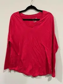 MS Just My Size Womens‎  Shirt Red Size 2X Long Sleeve V Neck