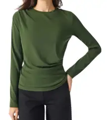 NWT OGL Light Warm Crewneck Tucked Top Navy Blue Moss Green Size XL