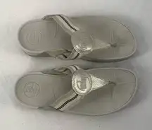 Fit Flop WALKSTAR Webbing Toe-Post Sandals in Grey Size‎ 8