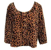 Monroe & Main Blazer Velvet Jacket Leopard Print 3-Button Womens Size 1X NWOT