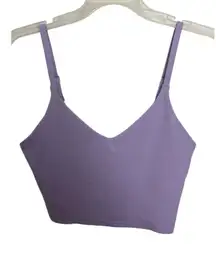 Athleta Elation Light Purple V-Neck Crop Top Size Small Yoga Workout Outdoors