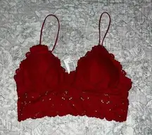 Red Floral Cropped Padded Bralette