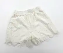 White High Waist Lace Shorts High Rise Floral Shorts Pants Summer Casual Pants