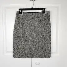 Vintage Laundry By Shelli Segal Leather Wool Pencil Skirt Black Herringbone 6