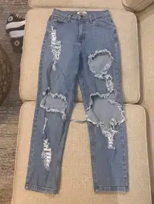 Ripped Straight Jeans