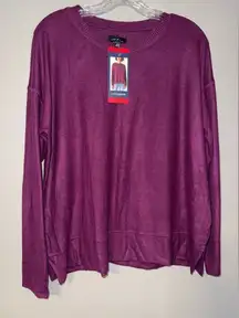 Lucky Brand Rich Purple Crew Neck Sweater Medium NWT #714