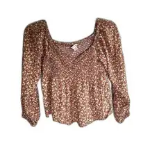 American Eagle Boho Chic Peasant Rose Floral Off The Shoulder Low cut Top Size S