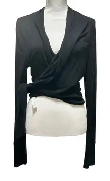 C&C Sport Womens Wrap Tie Top M Black Loop Through Adjustable Minimalist Lounge
