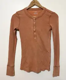 Aerie Long Sleeve Henley Top Size XS Waffle Knit