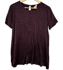 Aritzia Wilfred Silk Cypres Short Sleeve Keyhole Back Blouse Purple Small