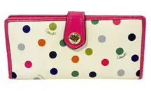 Coach Vinrage Y2K Polka Dot Hot Pink Trim Lined Snap Button Wallet
