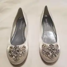 David's Bridal Flat Dyeable Jeweled Satin Shoes