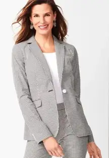 Talbots NEW Women's One-Button Black/White Gingham Blazer Size 12P