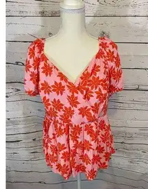 Jun & Ivy Floral Crisscross Top Size 2X