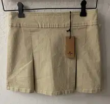 Thrills Corduroy Style Cotton Denim Mini Pleated Skirt AU 8 US 4 NWT Tan