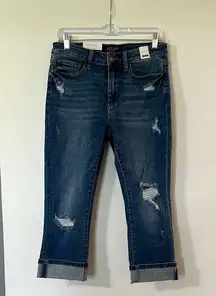 Judy Blue Medium Blue Distressed Ankle Jeans