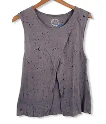 Planet Blue Distressed Knit Crossover Tank XS