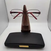 Genevieve Boutique Modern Glitz Burgundy Prescription Glasses Frames & Case