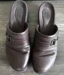 Clarks‎ Collection Shoes Womens Size 8.5M Leather Mule Slip On Comfort Loafer