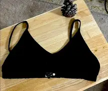 POL Black Triangle Bra with Adjustable Spaghetti Straps. Size Large Poly/Spandex