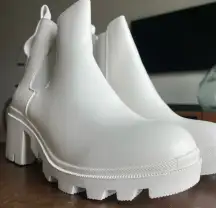 NEW White Chunky Platform Rubber Ankle Boots Size 7