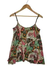 Show Me Your MuMu Top Womens Small Pink Green Paisley Floral Sheer Boho Festival