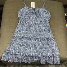 Wish Blue and White Ruched Tiered Sundress