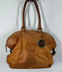 Tory Burch Amalie slouch shoulder bag brown pebbled leather 12x13x6"