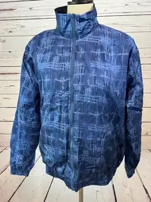 Lavon Y2K Full Zip Jacket Nylon Medium Vintage 90s Geometric Blue‎ Windbreaker