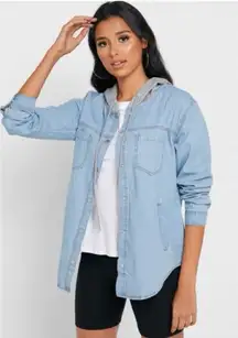 FOREVER 21 Hooded Jean Shirt