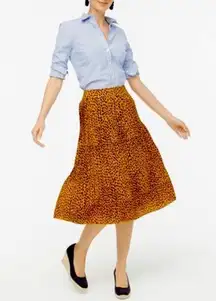 J. CREW Pleated Midi Skirt Cheetah/ Dot Print  A0089 Size 0