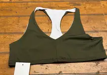 Leggings Park Sports Bra Olive Green Racerback Perforated Back Women's