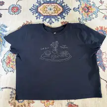 Hollister Navy Blue French Graphic Short Sleeve Baby Tee Large