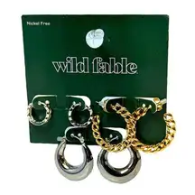 Wild Fable Gold and Silver Textured Hoop Earrings Multi Pack Set