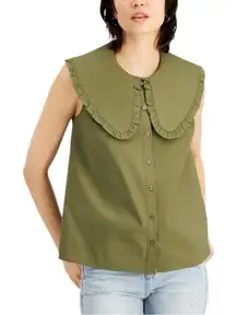 NEW International Concepts INC Burnt Olive Peter Pan Collar Top Size Medium