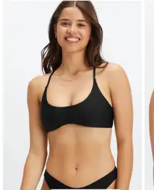NWT Fabletics Noa Scoop Neck Bikini Top Black Size Medium