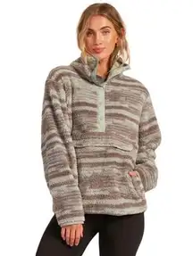 Billabong Switchback Pullover Adventure Division Striped Green Gray Eucalyptus S