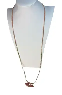 Express Gold and Pink Fan Pendant Necklace