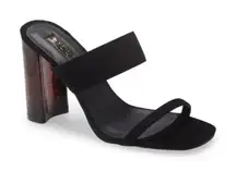 NIB Billini Xena Slide Sandal in Black Suede Block‎ Tortoise Heel Sz 7