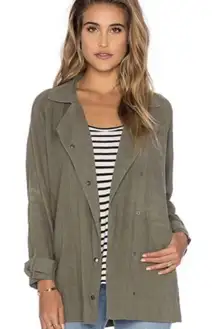 Rails Women's‎ Snap Front "Nadia" Sage Green Long Jacket Trench Size Medium